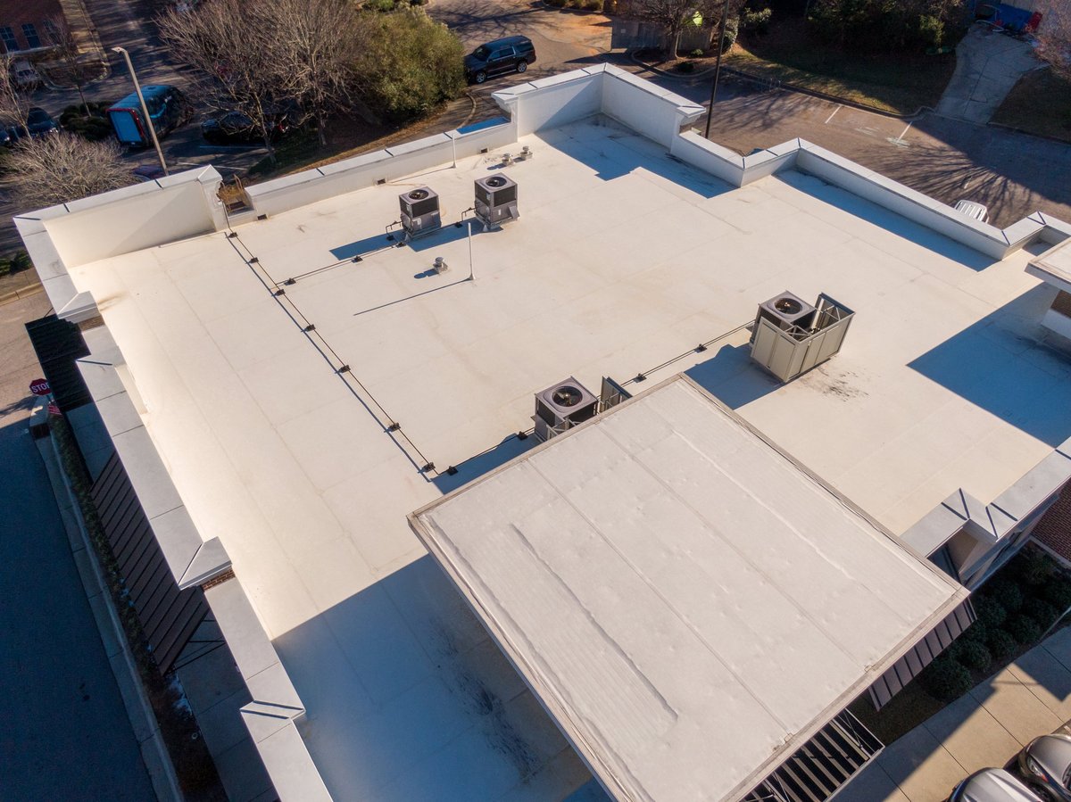 Aerial view of commercial and industrial buildings for property marketing