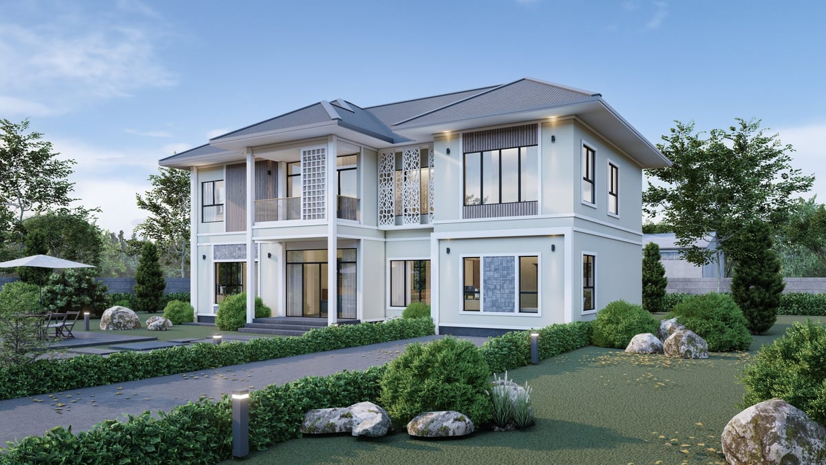 Modern residential home exterior photographed for a real estate listing